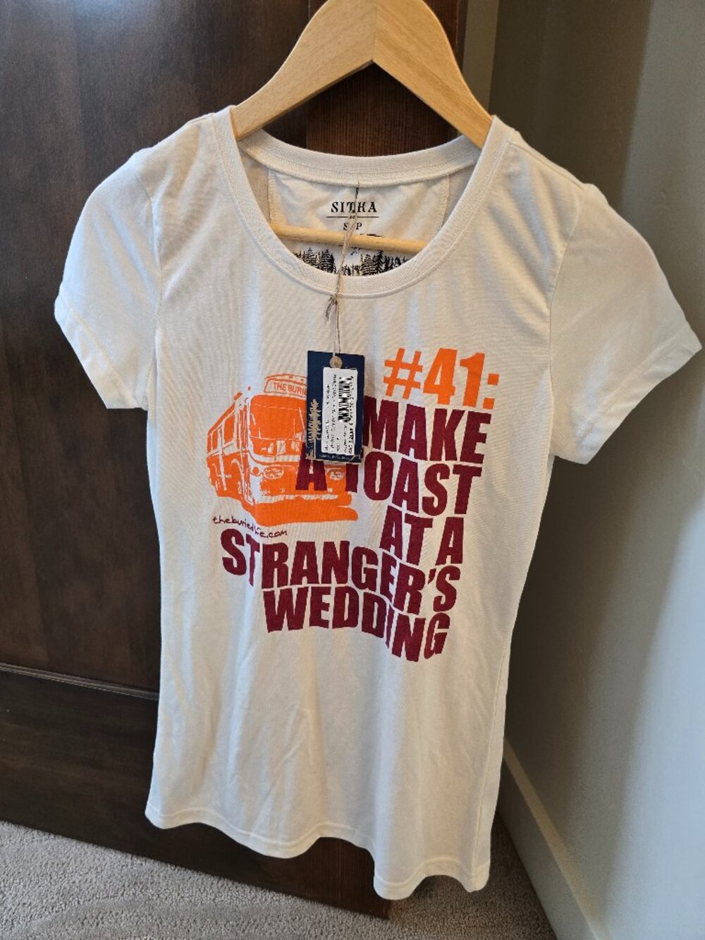 Incredibly Soft TShirt S/P Cream Colored with Red - Make a Toast #41